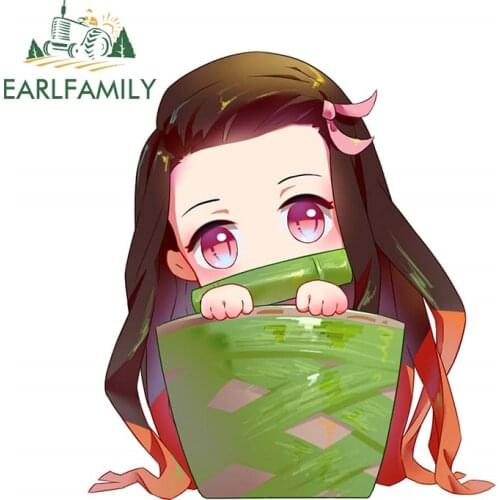 EARLFAMILY 13cm x 9.7cm for Demon Slayer Funny JDM Car Stickers Vinyl Car Sticker Window Trunk Decal Anime Suitable for VAN RV