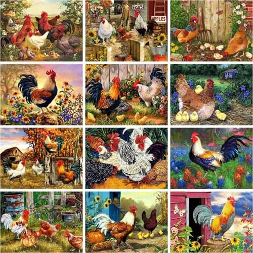 Evershine Diamond Painting Chicken Full Square Diamond Embroidery Animals Cross Stitch Kit Mosaic Rhinestone Art Home Decor