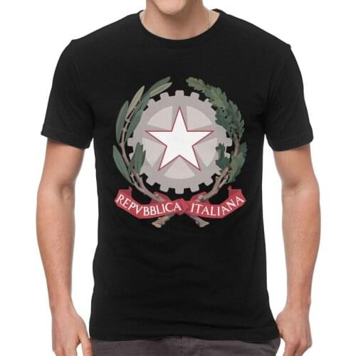 Italia National Emblem Map And Flag T Shirts Men Short Sleeve 100% Cotton T-shirt Coat of Arms Italian Tee Streetwear Tshirt