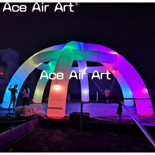 Giant 10m inflatable white Fabric spider tent,spider structure legs with colorful led lights for event and party