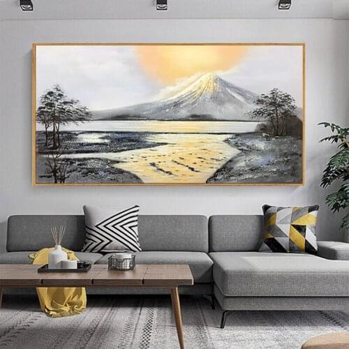 Under Mount Fuji, living room oil painting hand-painted landscape bedroom decoration painting background wall hanging painting