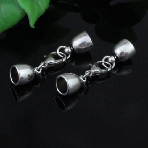 10sets/lot Fashion Zinc Alloy Cord End Caps Set Fit 6mm Cord for Necklace Bracelet Connectors Clasp Total Length:42mm K05225