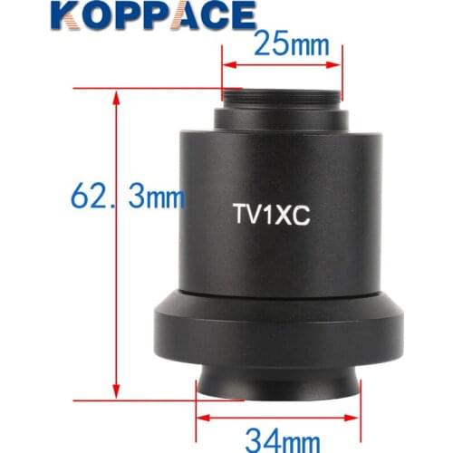 KOPPACE 1X C-Mount Trinocular Microscope Camera Adapter 34mm Microscope Mounting Interface 25.4mm Microscope Camera Interface