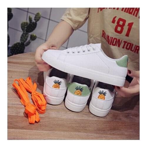 Women shoes sneakers Korean version of the round head shallow mouth wild student board shoes pineapple personality women shoes