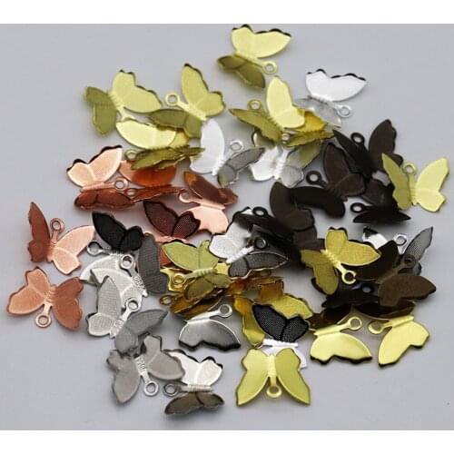100pcs/lot 6 Colors 11x13mm Animal Butterfly Charms For Handmade DIY Necklace Bracelet Jewelry Making Findings