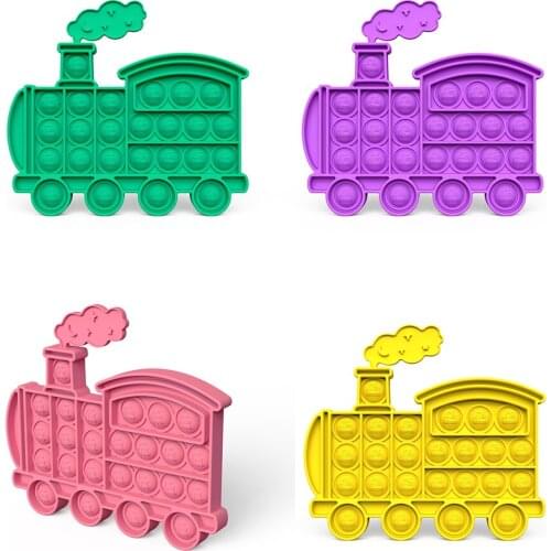Washable Portable Train Push Bubble Sensory Toys Early Education Autism Squeeze Puzzle Toys Early Education Silicone Stress Toy