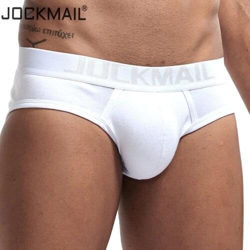 JOCKMAIL Brand Sexy Mens Underwear Basic Cotton Brief high quality white black gray M -XXL Gay underwear men bikini slip homme