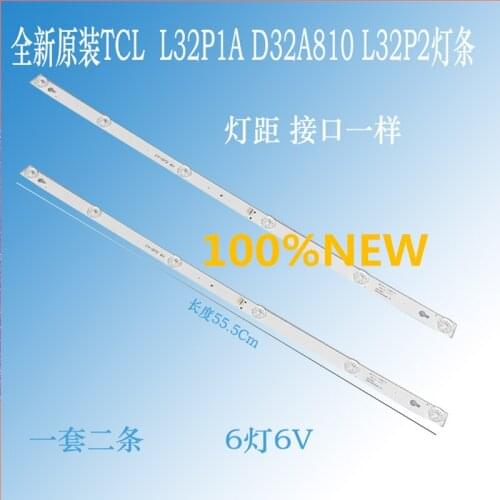 2 pcs/Lot 100% new 32inch LCD TV backlight strip for TCL L32P1A L32F3301B 32D2900 32HR330M06A8V1 4C-LB3206 6leds each lamp 6v
