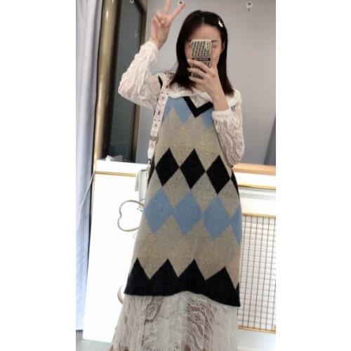 Spring 2021 new dress two-piece vest lace two-piece cashmere