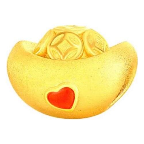 New Pure 24K Yellow Gold Bracelet Women 999 Gold Yuan Bao Bracelet