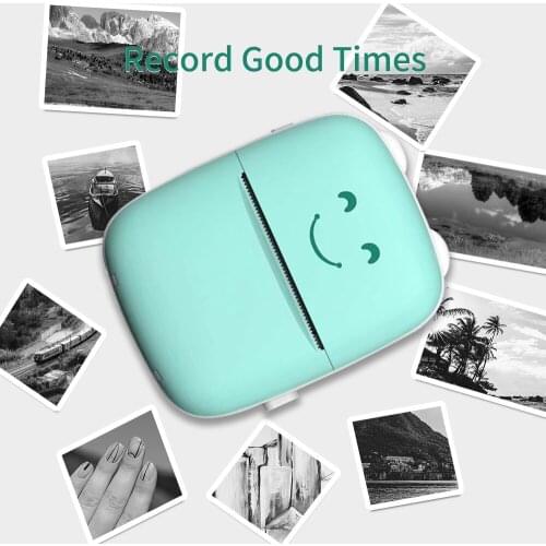 Portable BT Wireless Printer Mini Thermal Printer 203dpi with 1 Roll Thermal Paper for Printing Error Photo Memo Sticker Label
