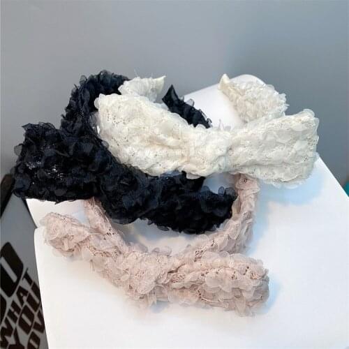 Summer new style pastoral style big bow wash hair band solid color press release art headband takeaway lady