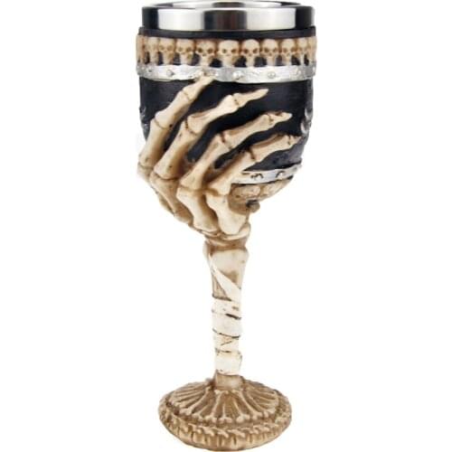 Retro Stainless Steel 3D Skull Wine Goblet Drinking Milk Coffee Glass Mug Kitchen Bar Accessories