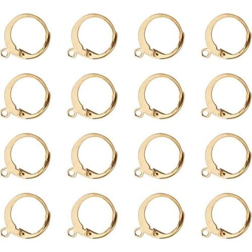 100pcs 304 Stainless Steel Hoop Earring Settings Fashion Jewelry earrings Accessories DIY Crafts 14.5x12x2mm, Hole: 1mm F80