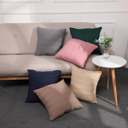 Woolen Twisted Stripes Jacquard Cushion Covers Luxury Wool Nordic Geometry Pillowcase Home Deocor Sofa Couch Throw Pillows Cover