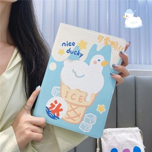 Cute Ducky Tablet Case for Ipad Air 4 Ipad Pro 2020 Ipad 7th 8th 9.7 10.2 10.5 Mini 5 4 3 2 1 Case Anti-fall Cover