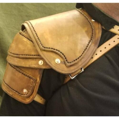 Medieval Steampunk Shoulder Armor PU Leather X-Shaped Body Chest Harness Belt Rave Crop Cosplay Costume