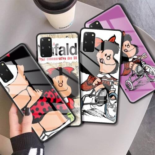 Glass Case For Xiaomi Redmi Note 9 8 8T 7 Pro 9S K20 K30 Mi Poco X3 NFC 9T 10 Lite 10T Back Phone Cover Shell Mafalda Fundas
