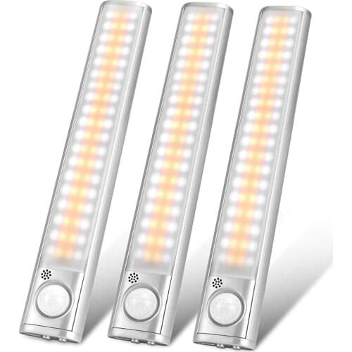80 LED PIR Motion Sensor Closet Lights Wireless USB Rechargeable Dimmable Under Cabinet Lighting Cupboard Wardrobe Night Light