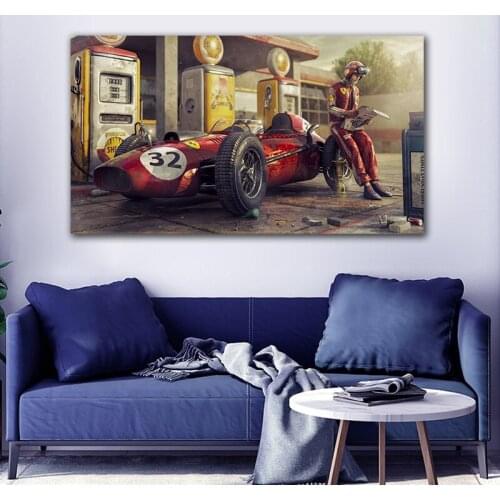 Vintage Car Poster Classic Racing Race Car Artwork Wall Art Picture Print Canvas Painting For Home Living Room Decor