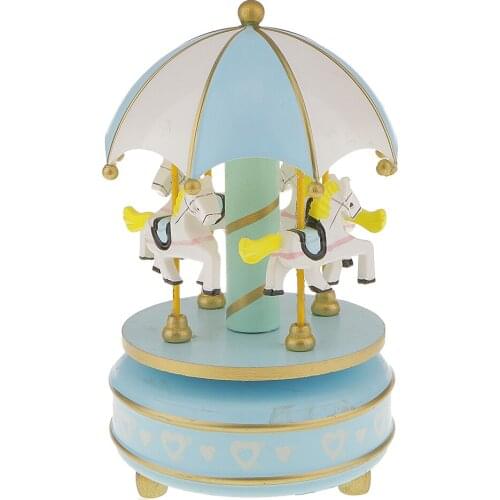 MagiDeal Hot 2018 Rotating Carousel Horse Music Box children gift Christmas Creative Gift Merry Home Table Decoration