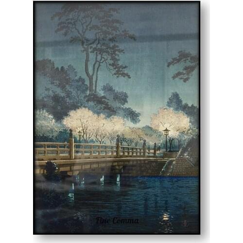 Benkei Bridge Tsuchiya Koitsu Japanese Art Poster Edo Period Japan Woodblock Canvas Print Asian Landscape Wall Art Home Decor