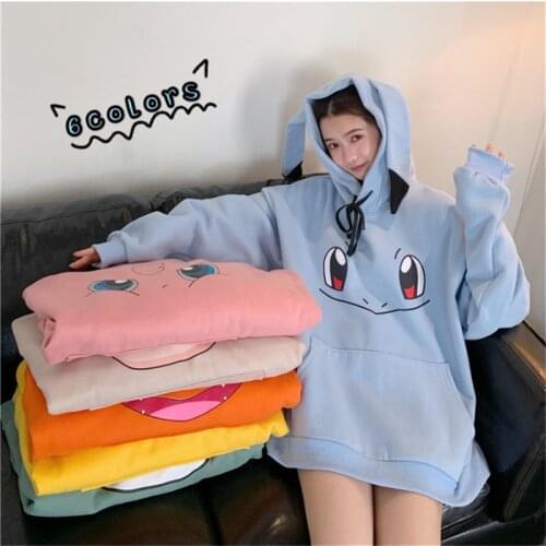 Women Sweatshirt Harajuku Cute Cartoon Hoodies Girls Clothes Hoody Polyester Hip Hop Streetwear Loose Long Sleeve Pullover Top
