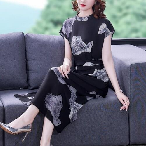 Summer Vintage 4XL Plus Size Mulberry Silk Maxi Dress 2021 Print Chiffon Beach Midi Dresses Elegant Women Bodycon Party Vestidos