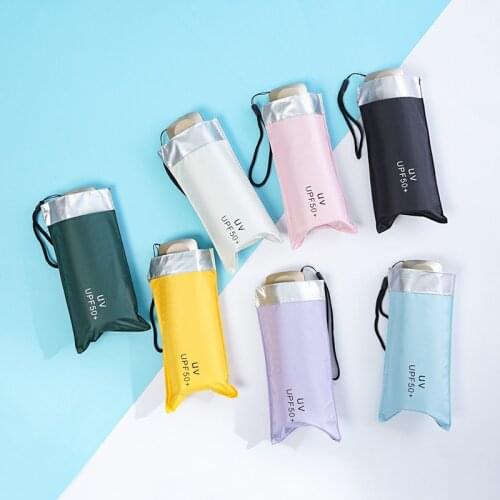New titanium silver flat five fold umbrella for both rain and sunshine umbrella rain women small umbrella