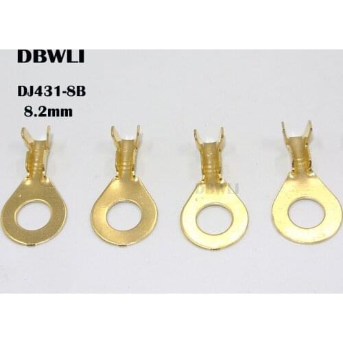 2000pcs DJ431 DJ431-8B 8.2mm Dia M8 Copper Circular Splice Terminal Wire Naked Connector For 1-1.5mm2 Wire