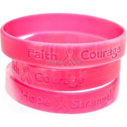 300pcs Hope Faith Courage Strength wristband silicone bracelets free shipping by FEDEX