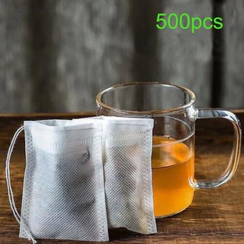 500Pcs Food Grade Non-woven Fabric Tea Bags Tea Filter Bags for Spice Tea Infuser with String Heal Seal Spice Filters Teabags