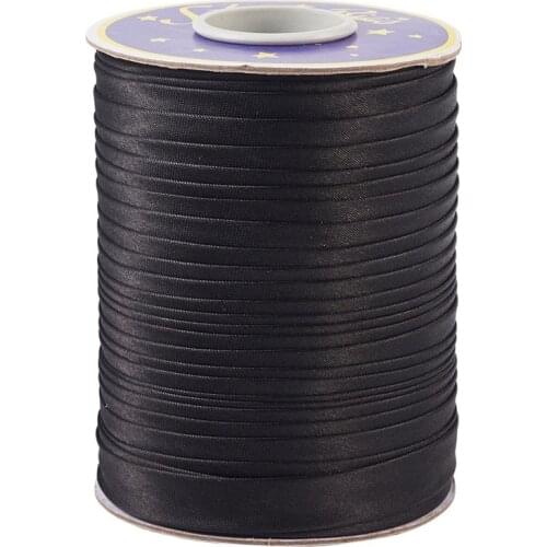 80m/roll Single Face Polyester Satin Ribbon Black for Sewing Decoration DIY Crafting Accessories Supplies 5/8"(14~15mm)