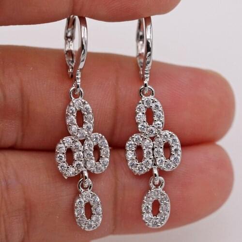 Bohemia Dangle drop earrings for womens water drop white stone Jewelry earrings for Party Wedding Valentines Day Gift