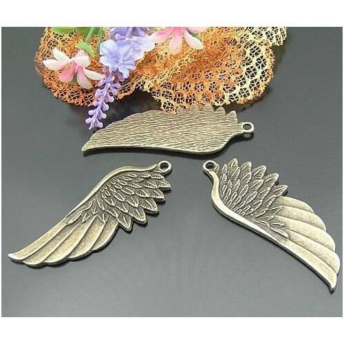 50pcs solid bronze large angel wing, angel wing, bronze angel wing zinc alloy pendant, charm, drops for diy 58X22mm lead free