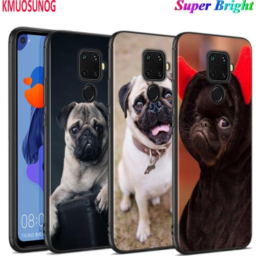 Black Cover Puppies Cubs Pug Dogs for Huawei Mate 30 20 20X 10 Lite Y9 Y7 Y6 Y5 Pro Prime Lite 2019 2018 Phone Case