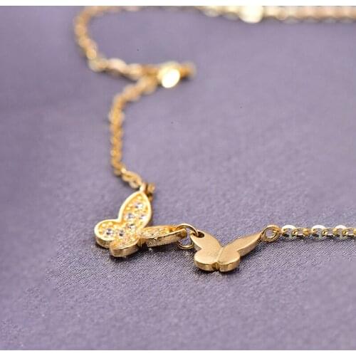INZATT Real 925 Sterling Silver Zircon Butterfly Pendant Choker 14K Gold Necklace For Women Cute Fine Jewelry Drop Shipping