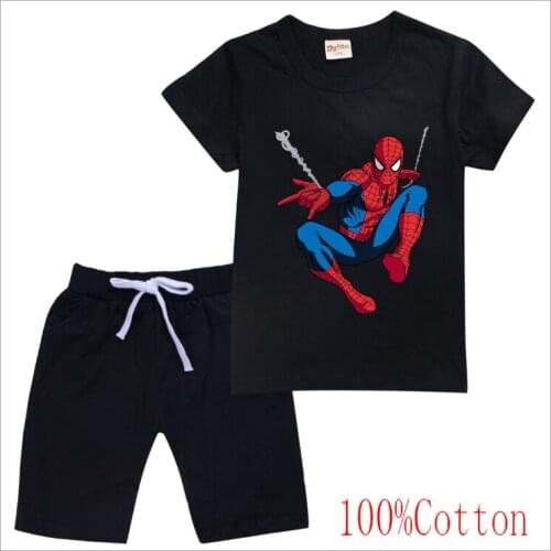 Spiderman boys' home wear cotton short sleeve T-shirt + Cotton Pants Set 6322