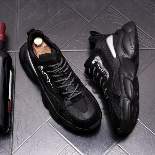 ERRFC Tide Of Men Black Casual Comfort Shoes Fashion Round Toe British Winter Warm Leisure Trending Flat Plaform Zapatos 38-43