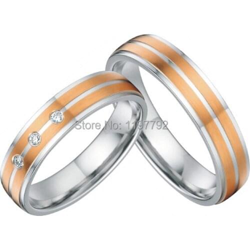Custom rose gold color health titanium finger rings engagement rings sets