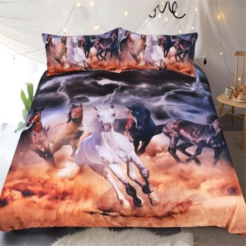 3D Bedding Sets Single Twin Queen Size Bedclothes Horse Printing Mysterious Duvet Cover Set Pillowcase Duvet Cover Flat Sheet