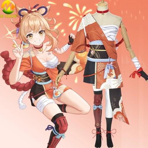 Genshin Impact Cosplay Yoimiya Costume Yoimiya Game Suit Full Set for Halloween Carnival Party Custom Made