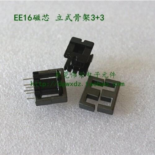 EE16 Magnetic Core Supporting Vertical Skeleton 3+3 Ferrite Small Magnetic Core PC40 Material Transformer Inductance Core