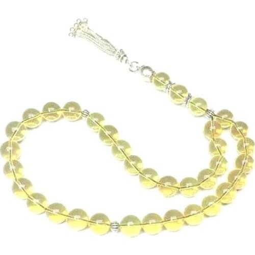 Muslim TaiSibiha 33 rosary natural amber rosary 10mm-11mm blue amber beads S925r accessories Free Shipping