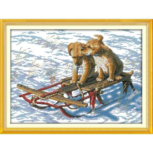 I'll Protect You Dog Animal Cross Stitch Kits 11CT Accurate Printed Embroidery DIY Handmade Needle Work Home Decor Set Art