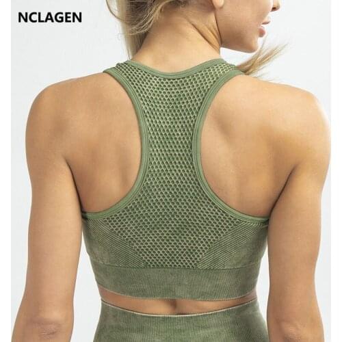 NCLAGEN Seamless Sports Bra Women High Support Impact Crop Top Women Push-up Gym Workout Yoga Vest Running Fitness Underwear