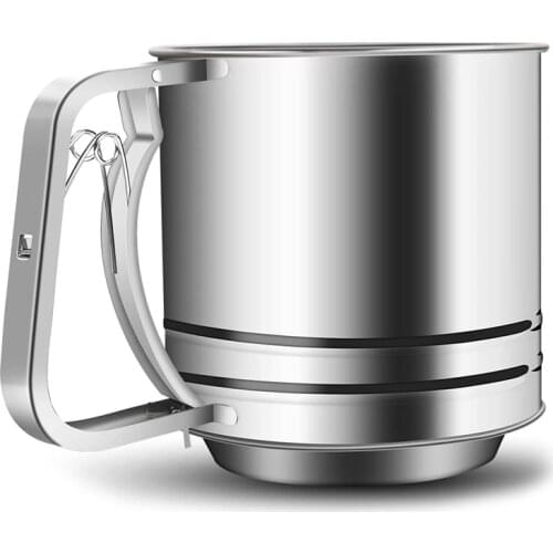 Stainless Steel Flour Sifter Large Baking Sieve Cup for Powdered Sugar