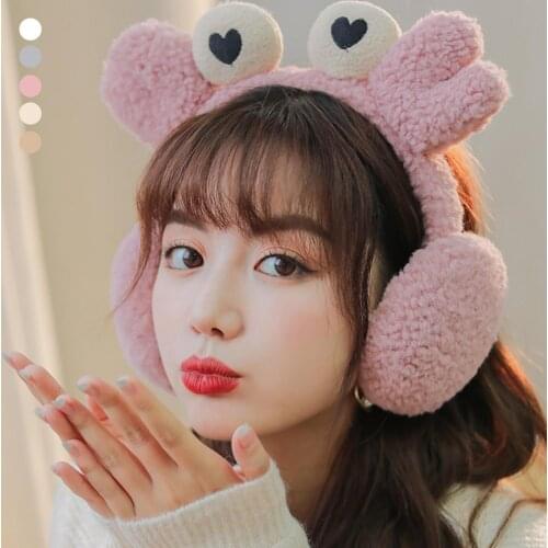 New Fashion Faux Fleece Womens Ear Muffs Cute Crab Warm Earmuffs for Girls Winter Autumn Earcap Ear Warmer Skin Protector 2020