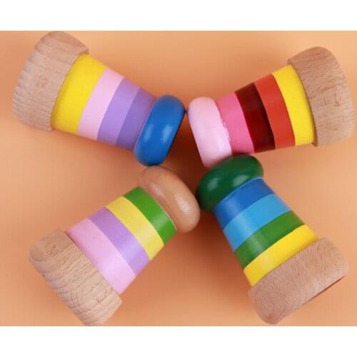 New Rainbow Wooden Toys Cute Magical Mini Kaleidoscope Bee Eye Effect Polygon Prism Children Toy