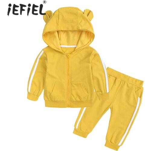 0-2Y Kids Girls Clothes Sets Long Sleeve Zipper Hooded Sweatshirt Tops+Pants Bebes Tracksuit Outfits Spring Clothes Sports Suit